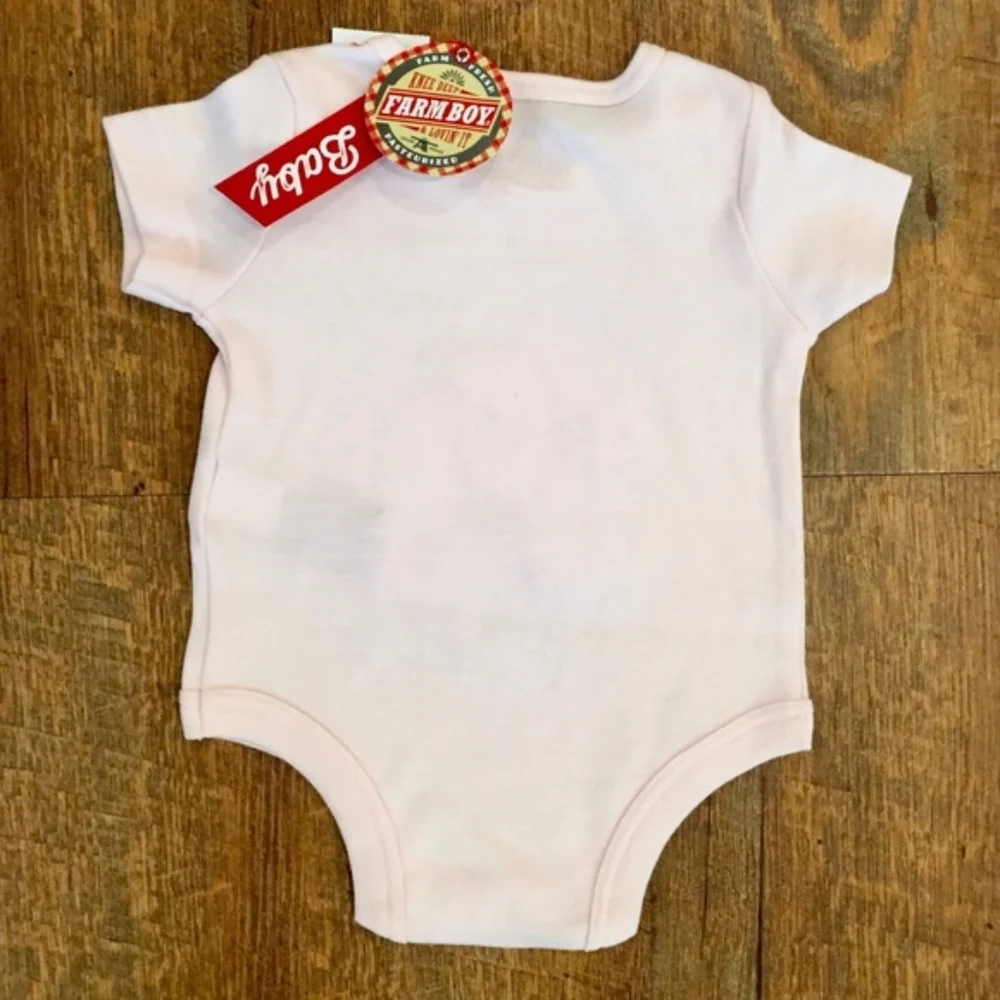Farm Girl Brand 0-3 Months Baby Pink Hold Your Horses Floral Onsie